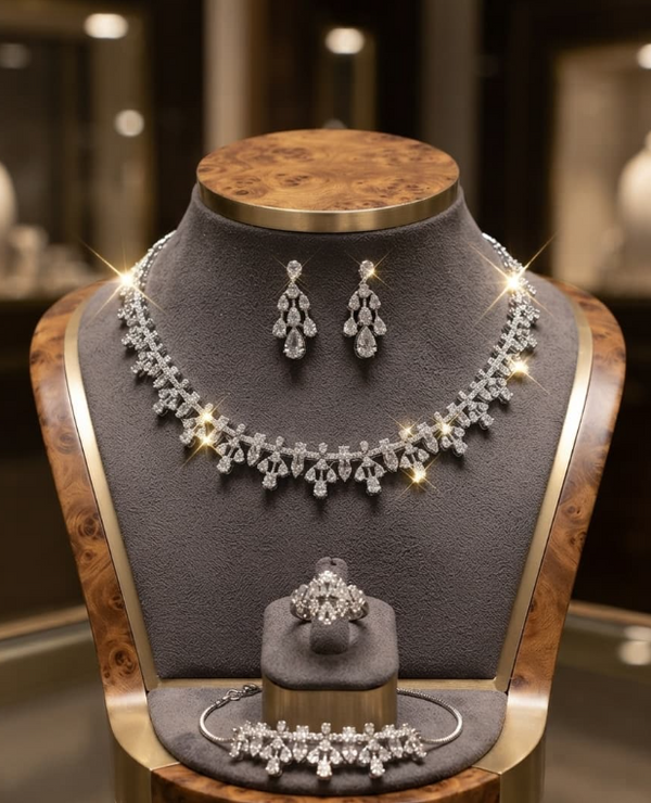 Woman Stylish Silver Jewelry Set – Jewelry Watches