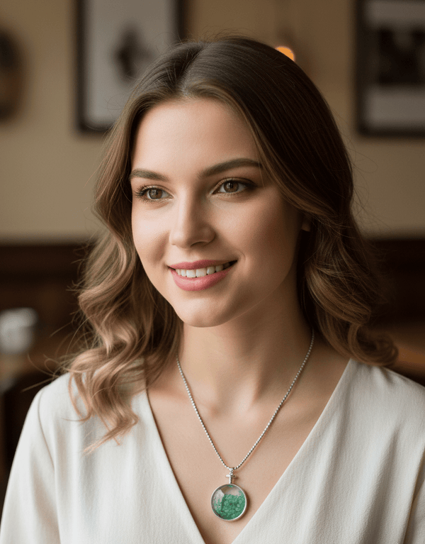Emerald Stone Round Pendant Necklace – Jewelry Watches