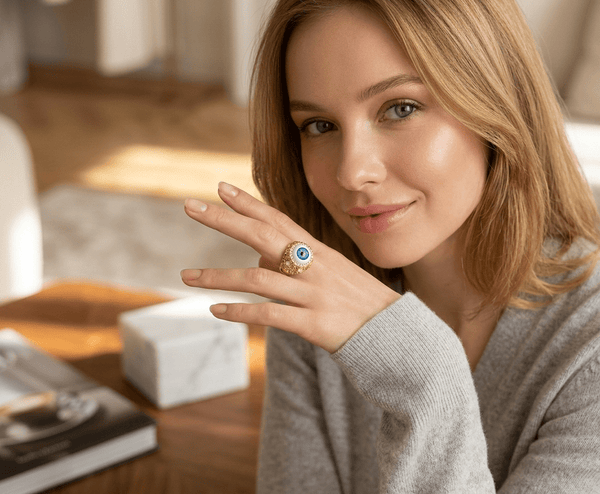 Evil Eye Crystal Statement Ring – Jewelry Watches