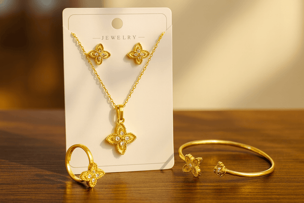 Gold Plated Four-Leaf Clover Jewelry Set – Jewelry Watches