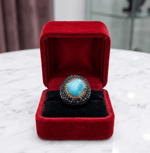 Turquoise Crystal Dome Statement Ring – Jewelry Watches