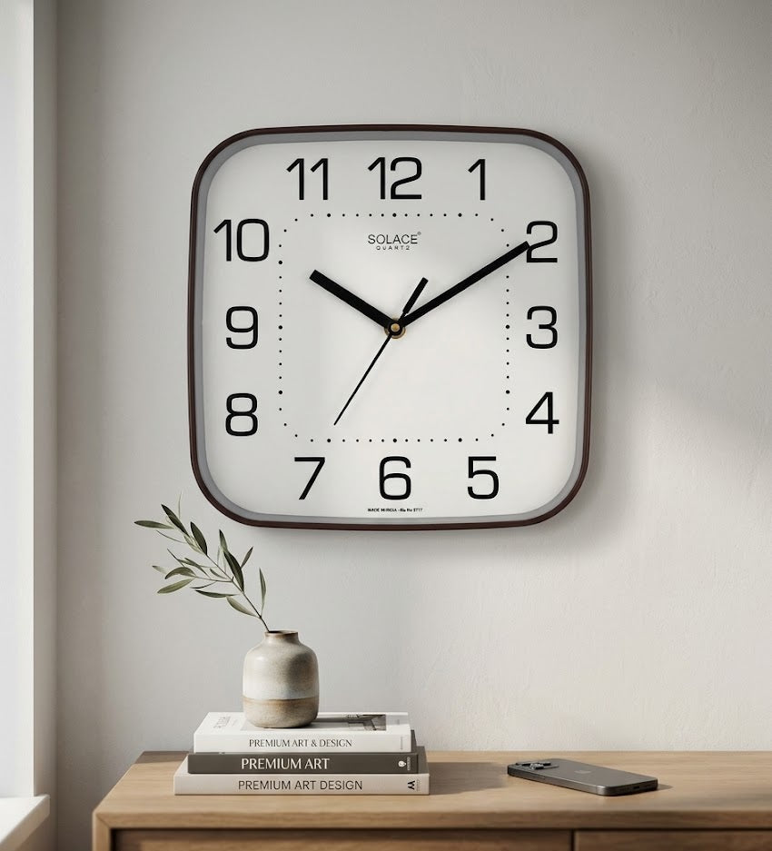 Solace Classic Minimal Square Wall Clock – Clocks Wall Decor