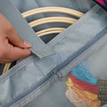 Embroidery Thread Bag with Maple Leaves Round Embroidered Circle Bag Blue Color Knitting Tote Bag Sewing Accessories