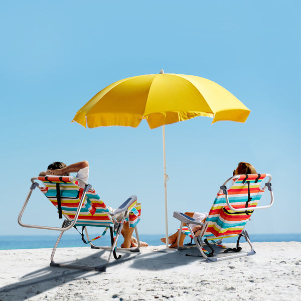 63x65x82cm Short Oxford Cloth Silver White Aluminum Tube Bearing Beach Chair Rainbow Stripes