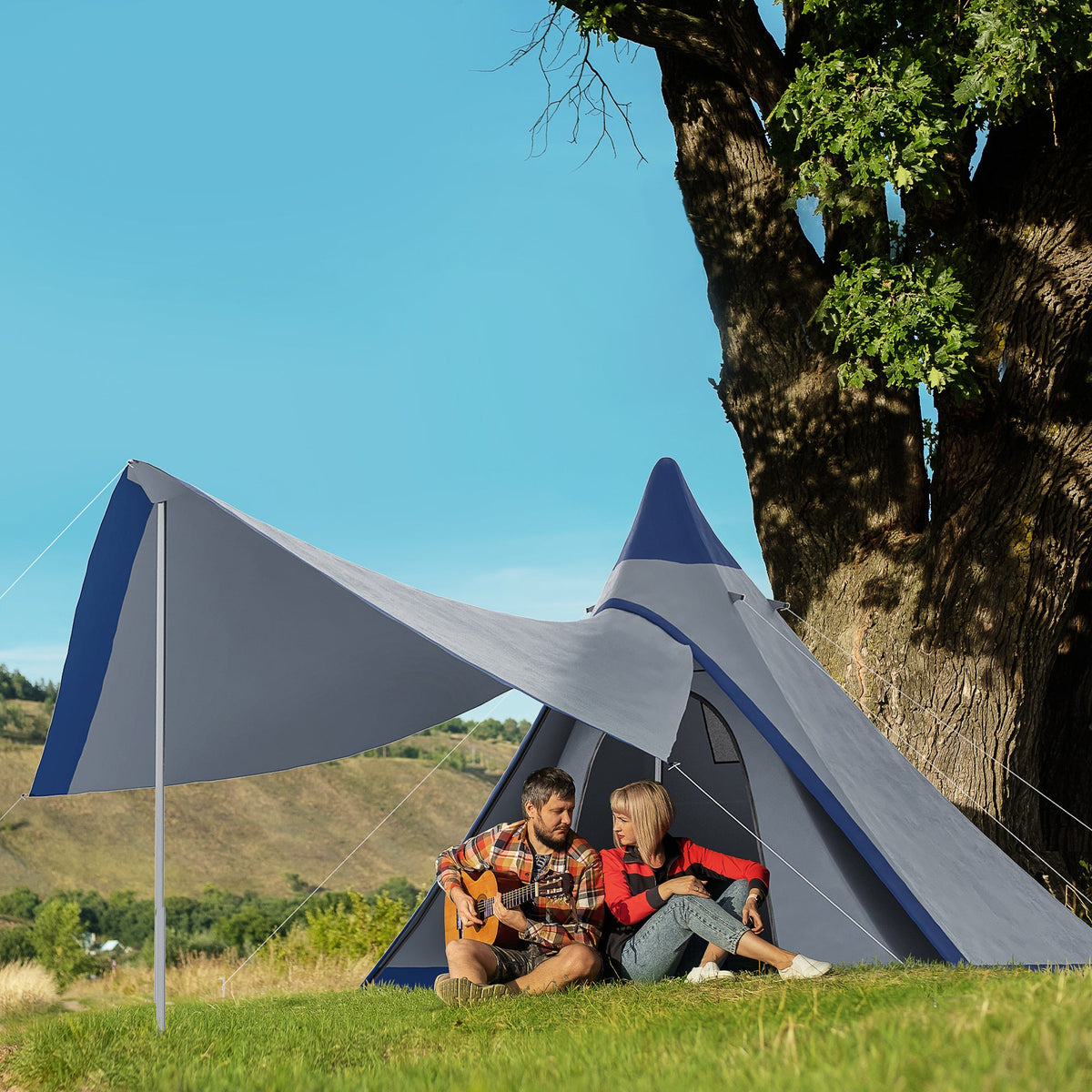 15 4x15 4x8 5 Teepee Tent Waterproof Camping Tent With Porch Area Floor And Carry Bag For 2 3