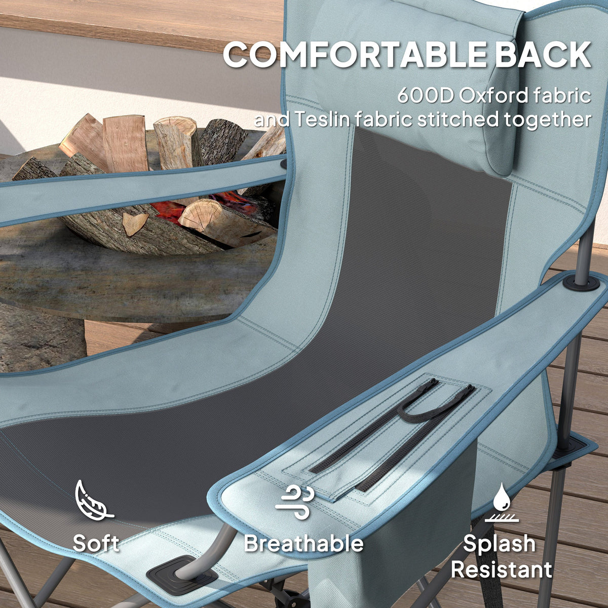 Folding Rocking Camping Chairs Portable Chairs With Headrest Cooler Bag Cup Holder Carry Bag 2