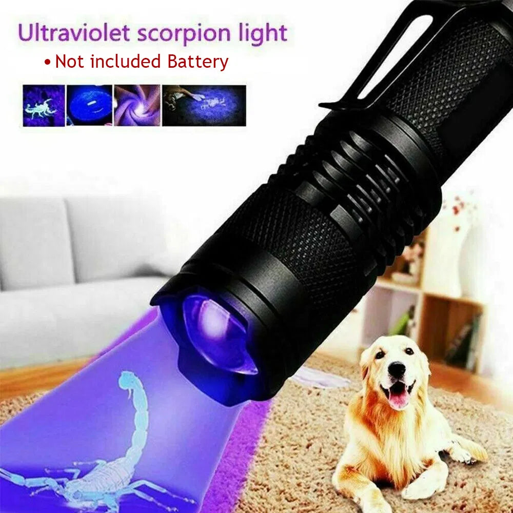 3Modes Mini Portable UV Ultra Violet LED Flashlight Purple Blacklight Torch Lamp Light