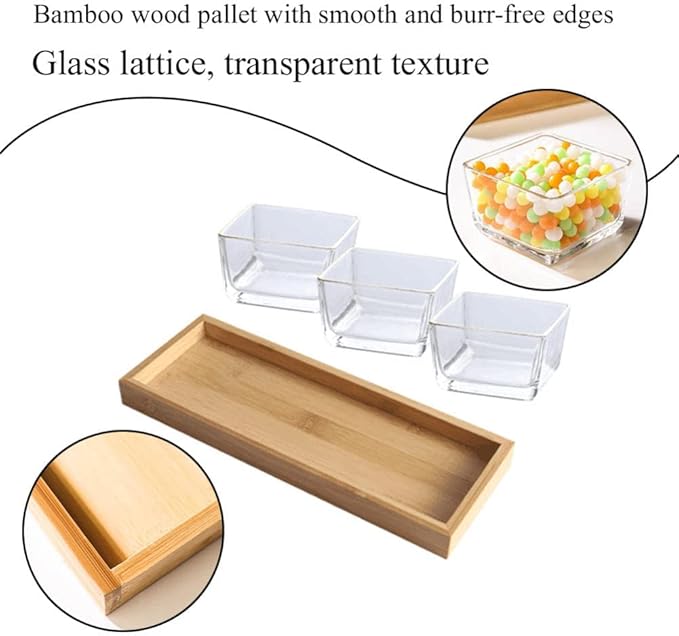 3-pc Square Storage Jar Set with Wooden Tray – Kitchen Storage Organization