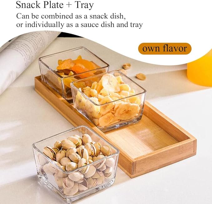 3-pc Square Storage Jar Set with Wooden Tray – Kitchen Storage Organization