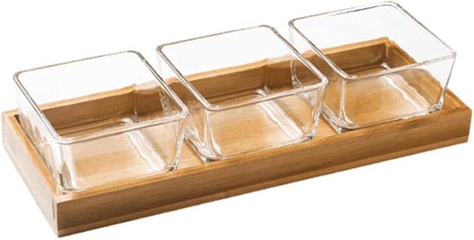 3-pc Square Storage Jar Set with Wooden Tray – Kitchen Storage Organization