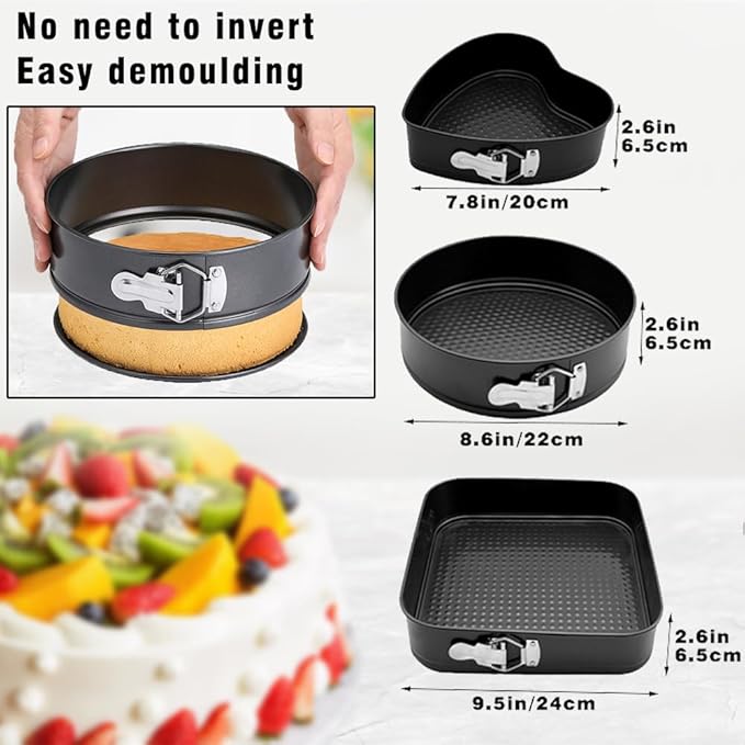 3-Piece Springform Cake Pan Set – Home & Kitchen