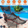 Foldable Camping Chair Collapsible Reclining Chair 330lbs Load Heavy Duty Steel Lawn Chair