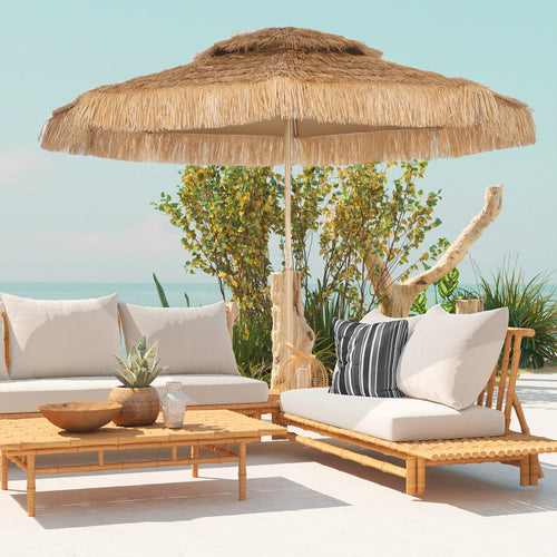 10 Ft Hula Thatched Tiki Patio Outdoor Umbrella With 8 Ribs UPF30 For Garden Backyard Deck