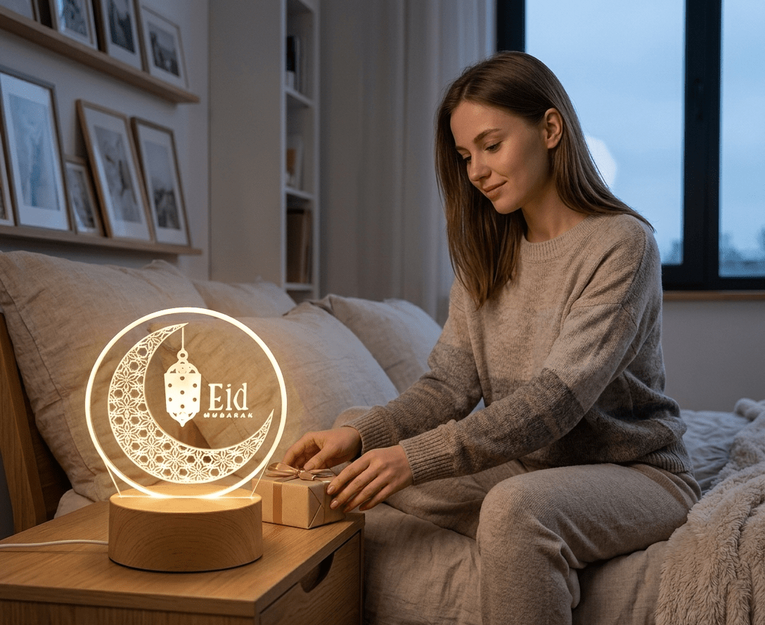 3D Creative Eid Mubarak Lamp – Home Decor Lighting