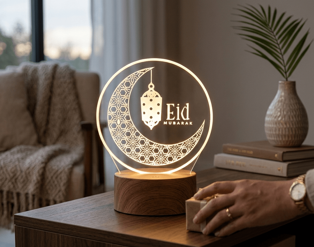 3D Creative Eid Mubarak Lamp – Home Decor Lighting