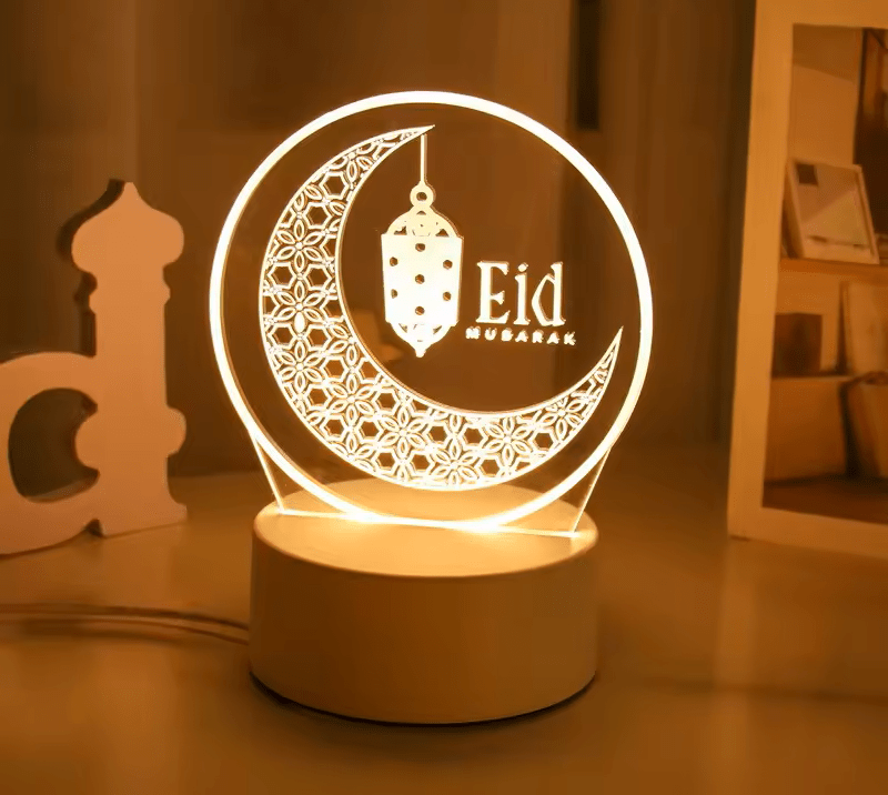 3D Creative Eid Mubarak Lamp – Home Decor Lighting