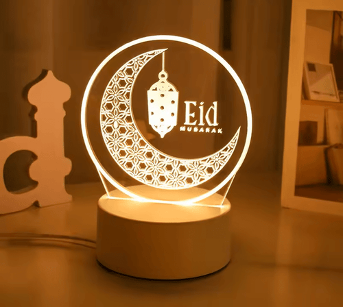 3D Creative Eid Mubarak Lamp – Home Decor Lighting