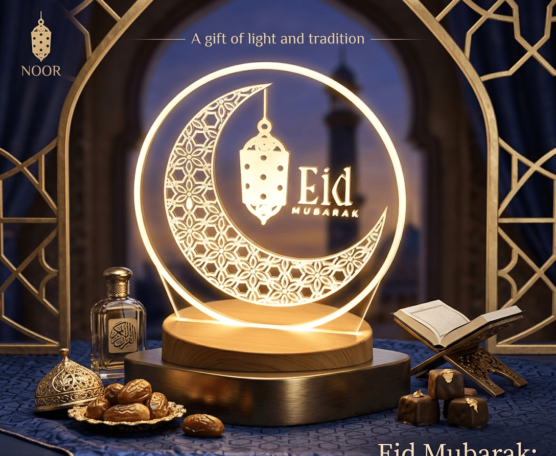 3D Creative Eid Mubarak Lamp – Home Decor Lighting