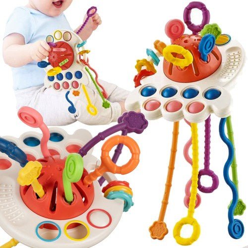 4-in-1 Baby Pull String Sensory Toy – Early Learning Sensory Play