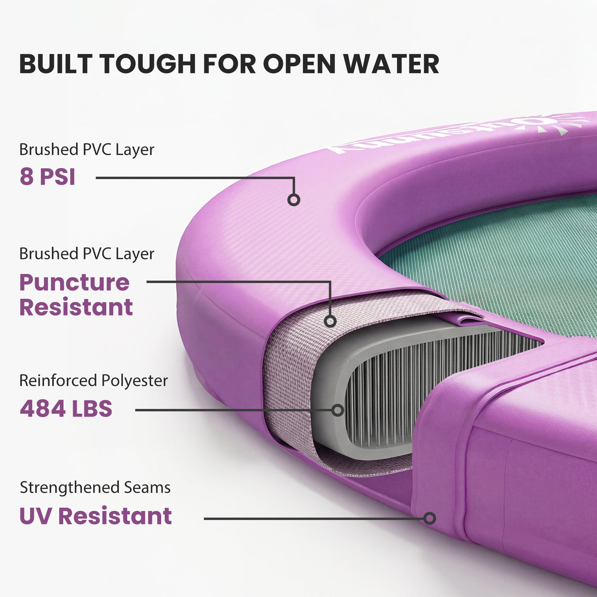 8ft Inflatable Water Hammock Floating Ring Inflatable Floating Dock Platform For For Lakes