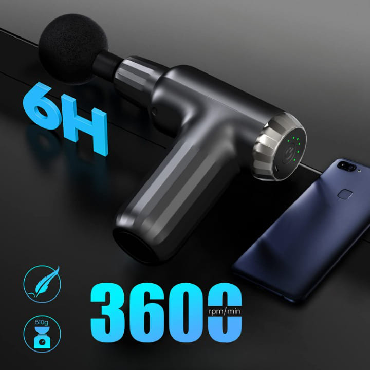 Muscle Massage Gun FH-820 | 6 Vibration Modes & 4 Heads | Deep Tissue Relief
