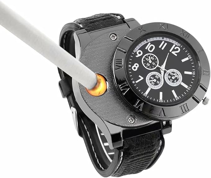 Military USB Lighter Watch for Men – Windproof, Rechargeable & Stylish Gift