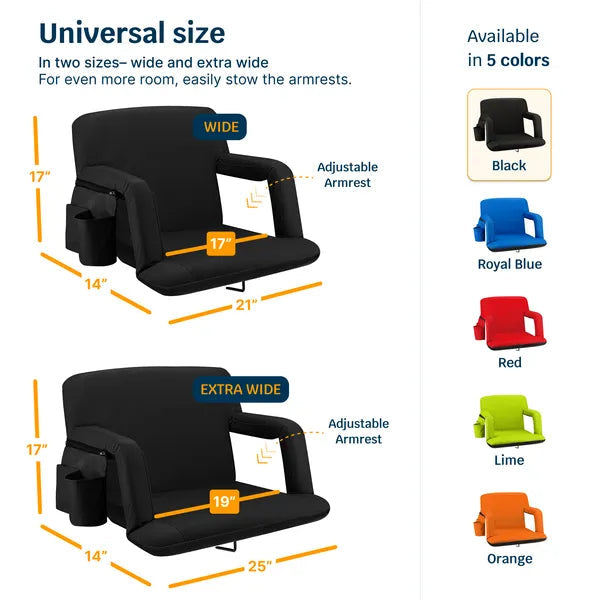 Alpcour Reclining Stadium Seat Waterproof Foldable Camping Chair With Extra Thick Padding And