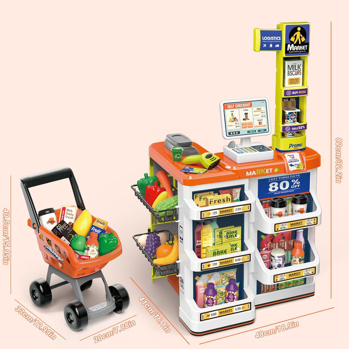 Supermarket Play Set for Kids (60 pcs) – Shop, Scan & Play!