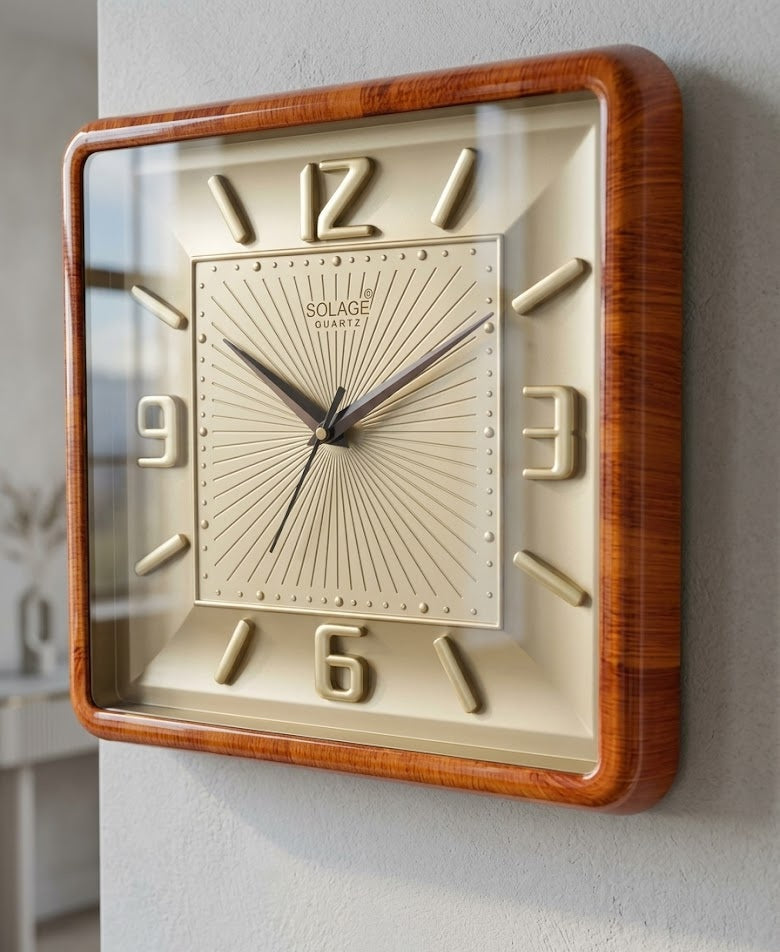 Solace Wooden Finish Designer Wall Clock – Clocks Wall Decor