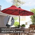 Double Sided Patio Umbrella 9 7 Outdoor Umbrella With Tilt And Crank LED Solar Light And 12