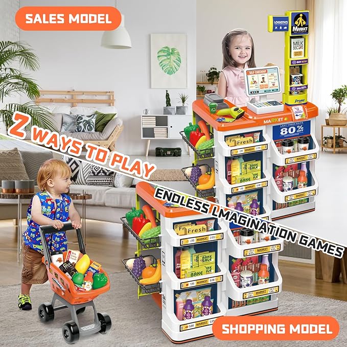 Supermarket Play Set for Kids (60 pcs) – Shop, Scan & Play!