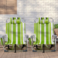 63x65x82cm Short Oxford Cloth Silver White Aluminum Tube Bearing Beach Chair Green Stripes