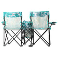 Camping Chairs Folding Double Chair With Removable Umbrella Cup Holders Cooler Bag Side Pocket