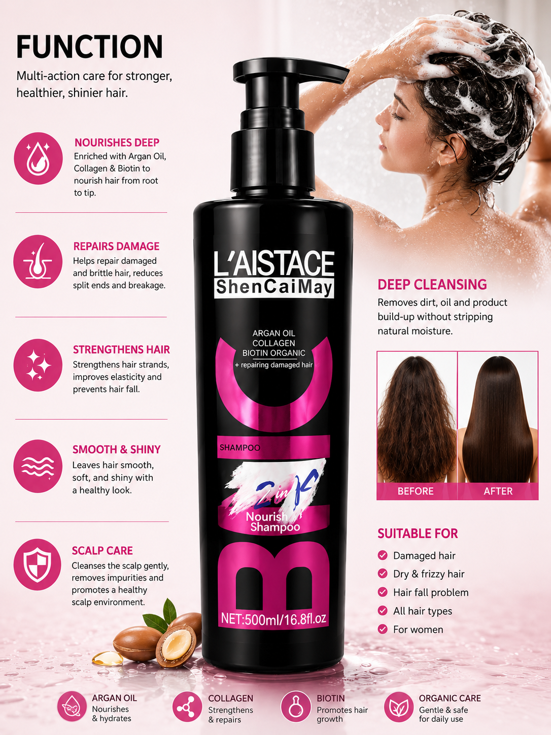 L'AISTACE ShenCaiMay Argan Collagen Shampoo – Hair Care Styling