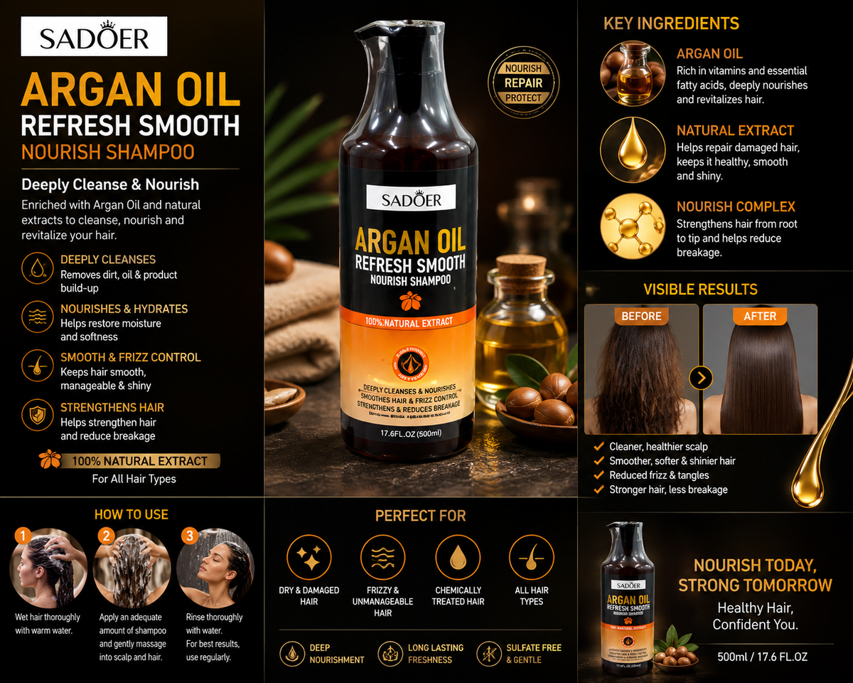 SADOER Argan Oil Refresh Smooth Shampoo – Hair Care Styling