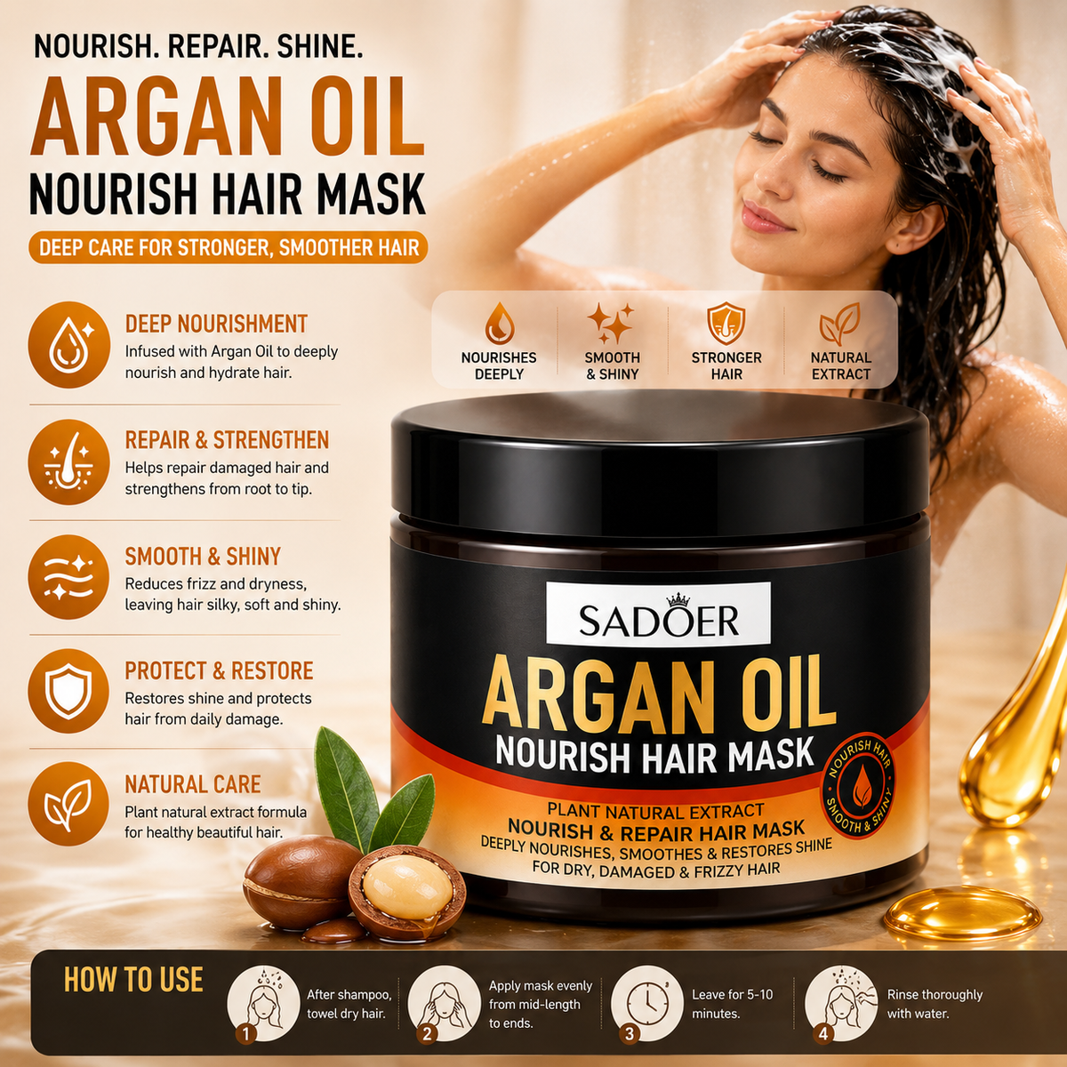SADOER Argan Oil Nourish Hair Mask – Skincare Face Care