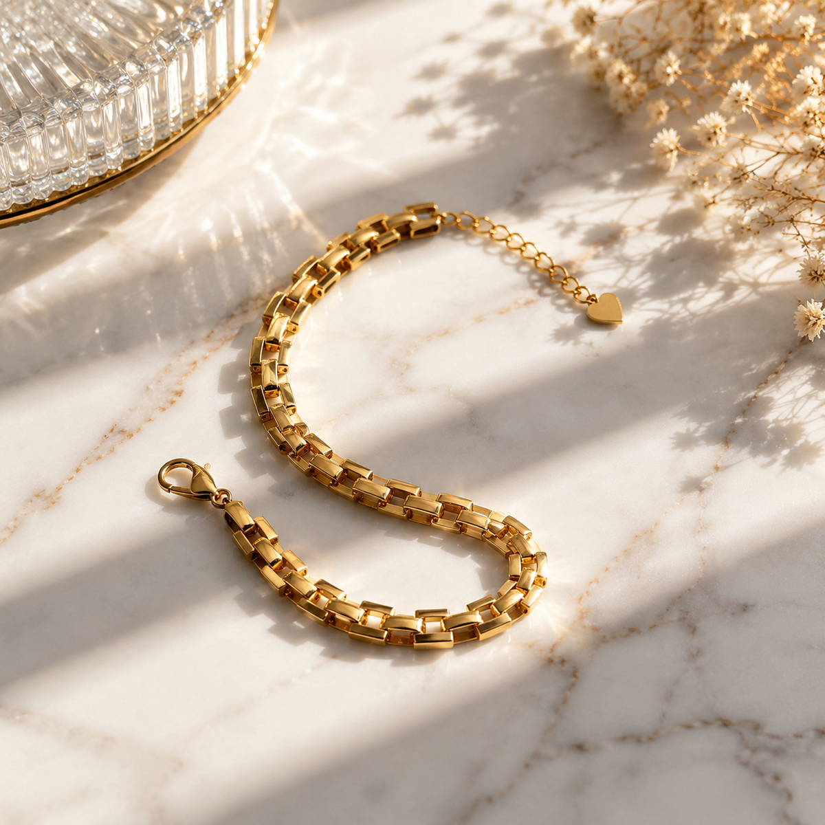 Gold Brick Link Bracelet – Jewelry Watches