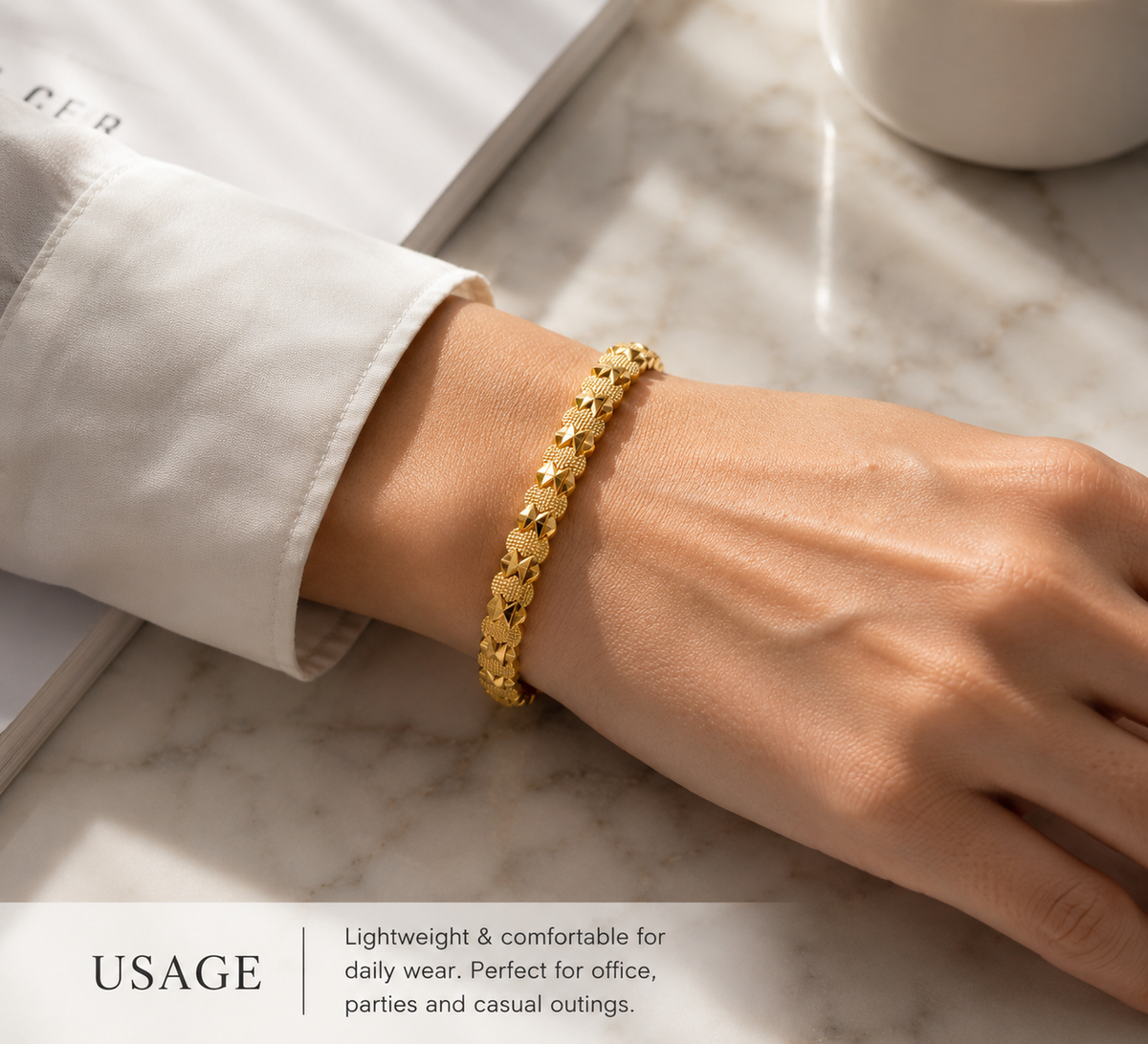 Textured Gold Link Bracelet – Jewelry Watches