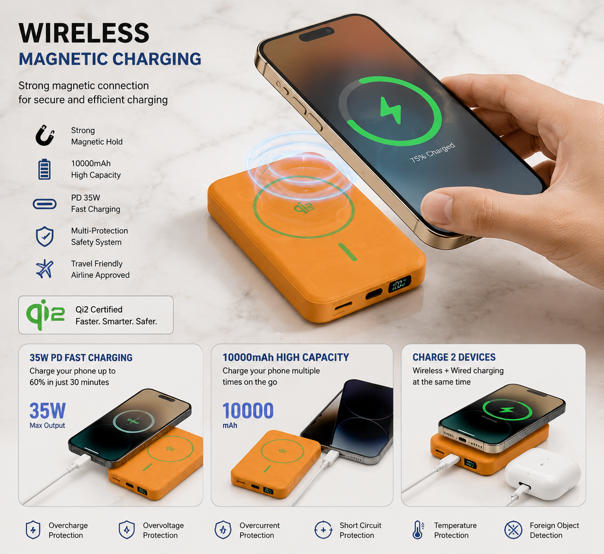 Magnetic Wireless Power Bank – Power Charging