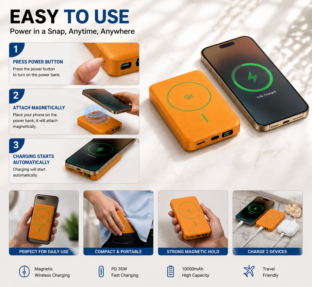 Magnetic Wireless Power Bank – Power Charging