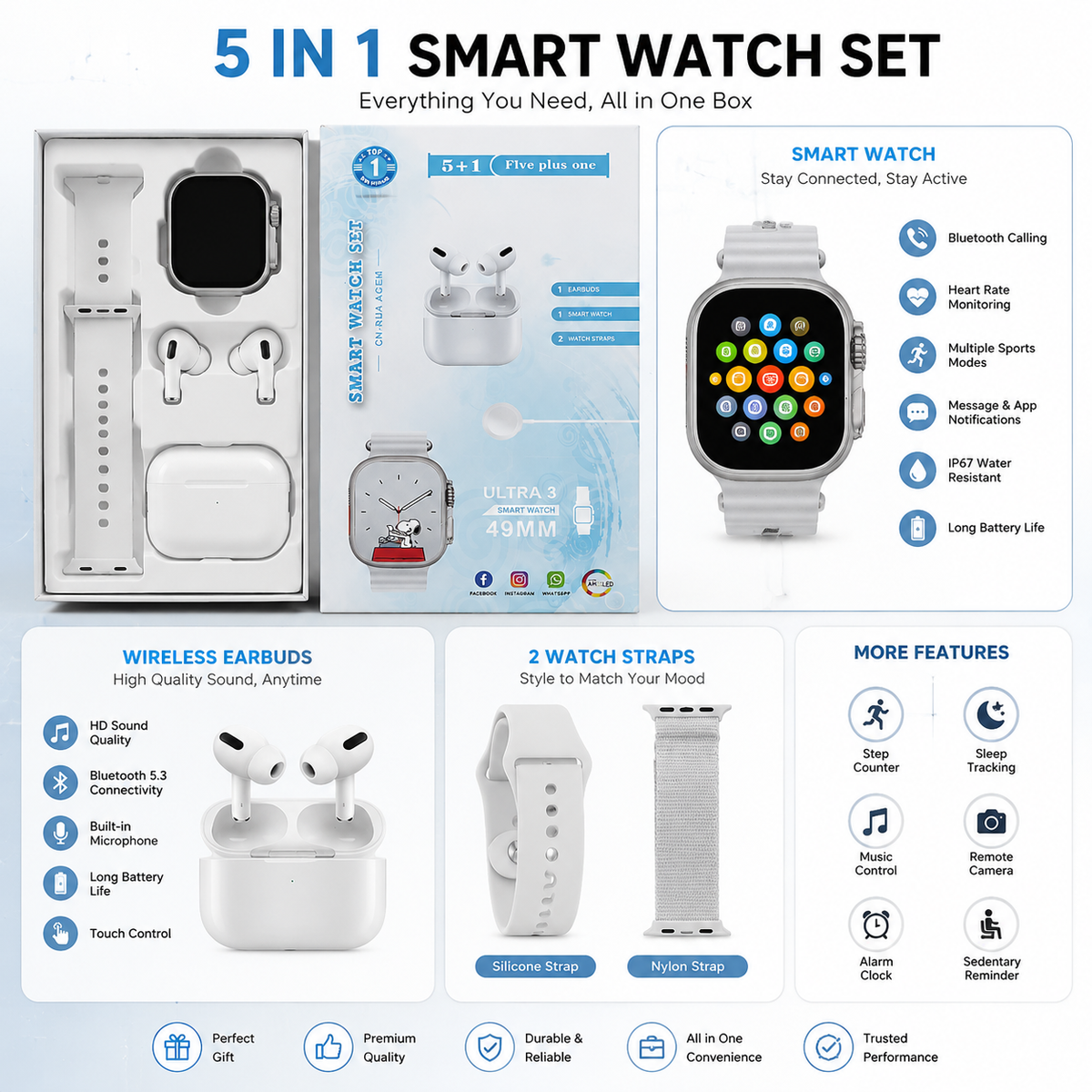Smartwatch and Earbuds Set – Audio Speakers Headphones