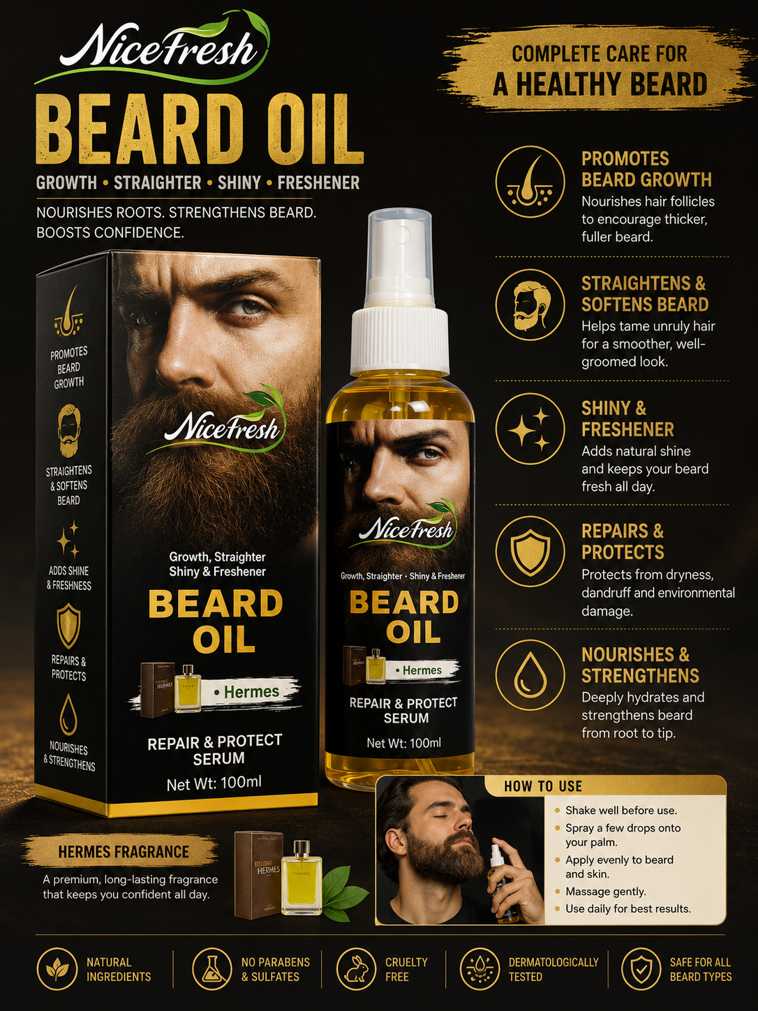 NiceFresh Beard Growth Oil – Lifestyle Accessories