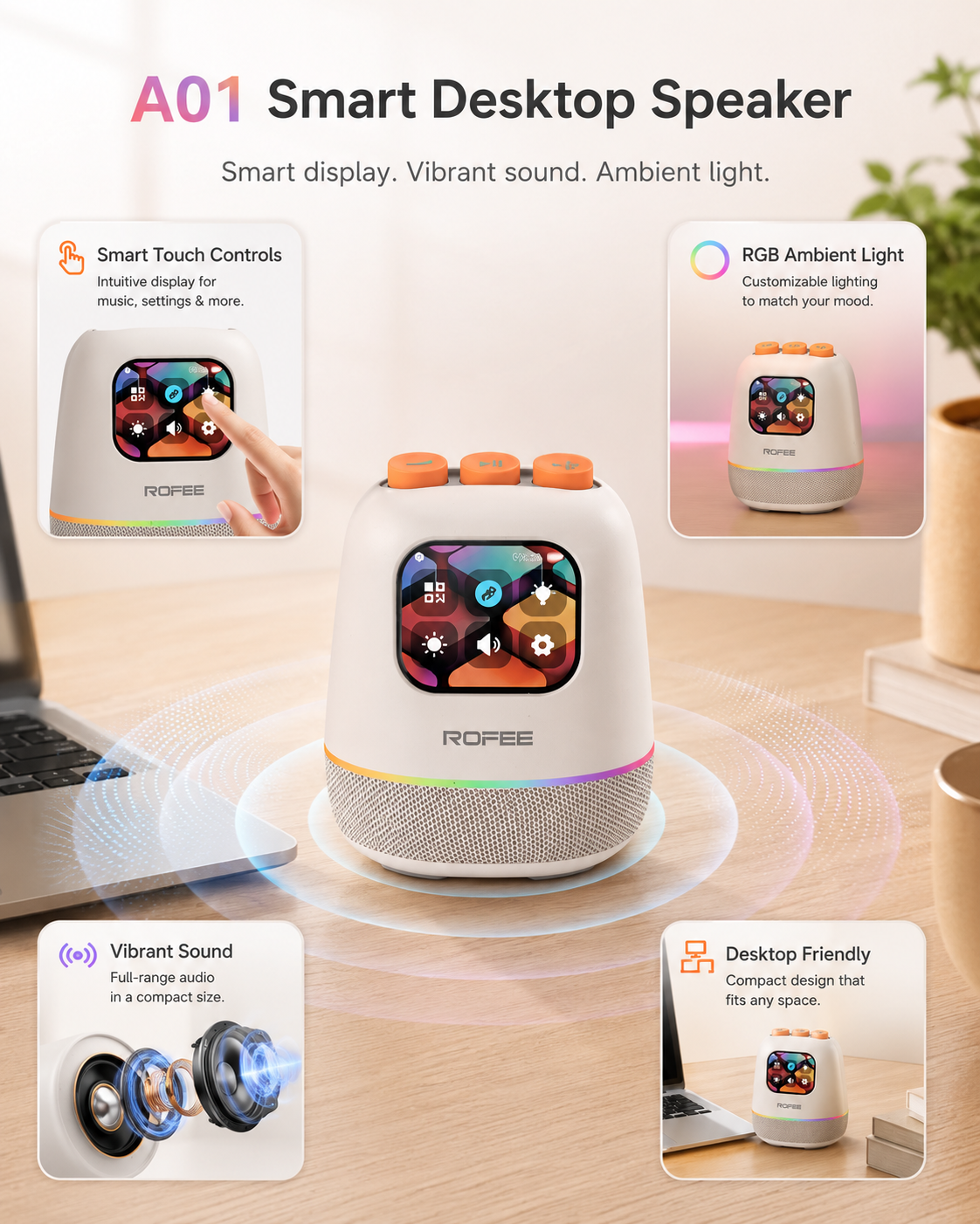 Rofee Smart Desktop Speaker – Audio Speakers Headphones