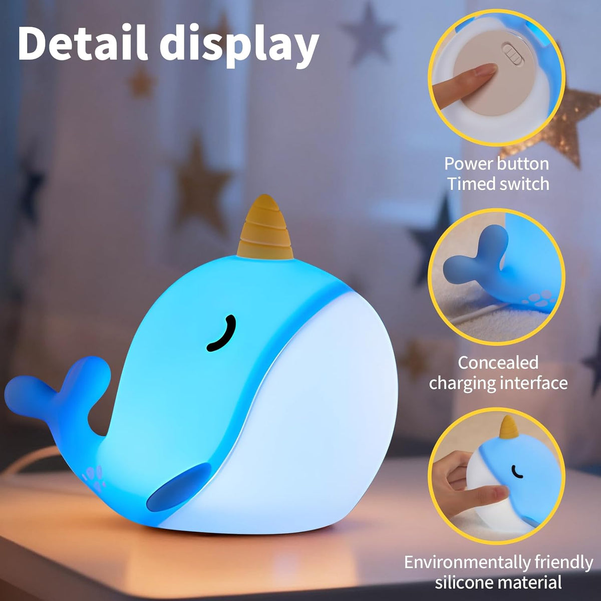 Narwhal Silicone Night Light – Lighting Torches