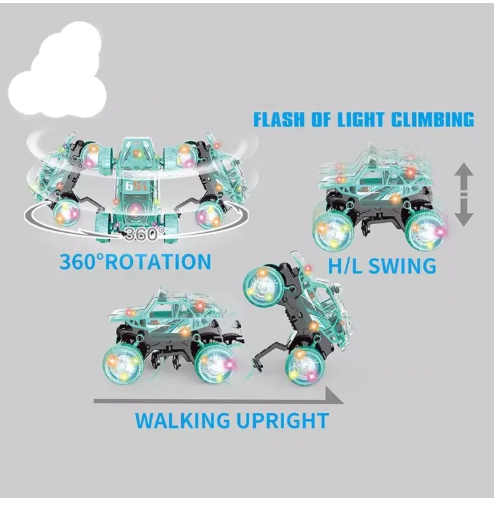 Double-Sided 360° RC Stunt Car Toy with Lights & Music – Rechargeable Remote Control Car