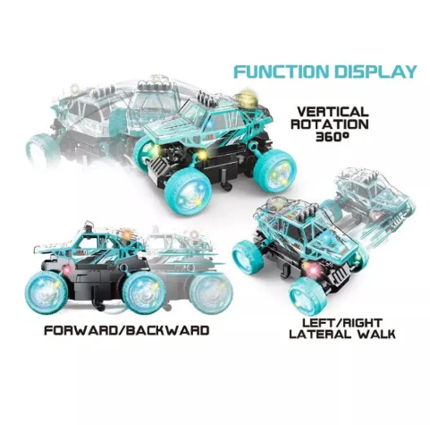 Double-Sided 360° RC Stunt Car Toy with Lights & Music – Rechargeable Remote Control Car