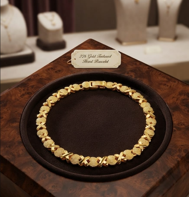 Textured Gold Heart Bracelet – Jewelry Watches