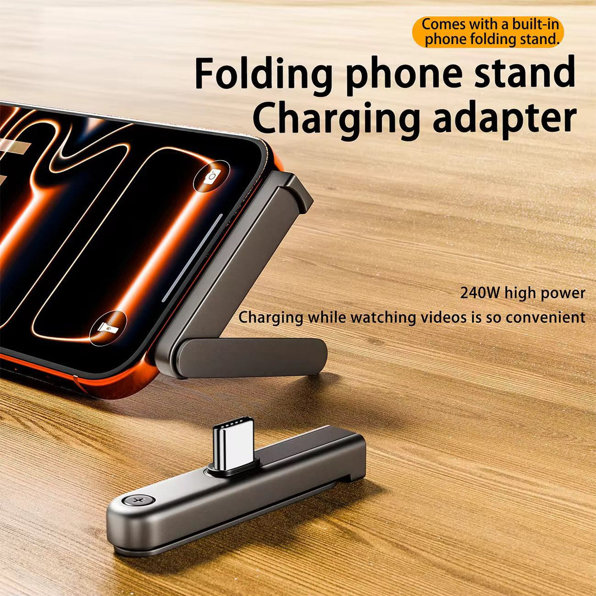 USB-C Foldable Phone Stand Adapter – Power Charging