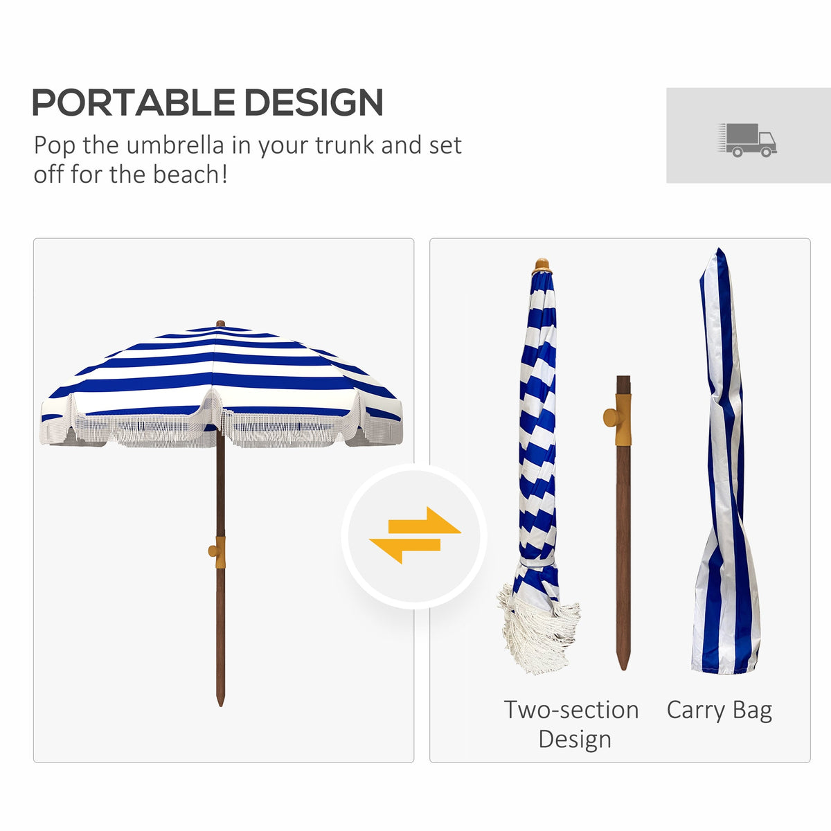 6 2 Beach Umbrella For Travel Vent Ruffles Carry Bag Portable Outdoor Umbrella For Garden Blue