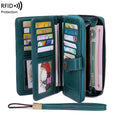 RFID Blocking Women's Long Zipper Wallet, Large Capacity Clutch Purse For Daily & Travel Use, Multi Card Holder Ladies Wallet